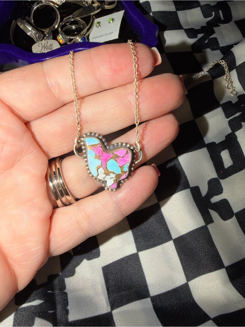 Sterling Silver Cotton Candy Chicken Necklace